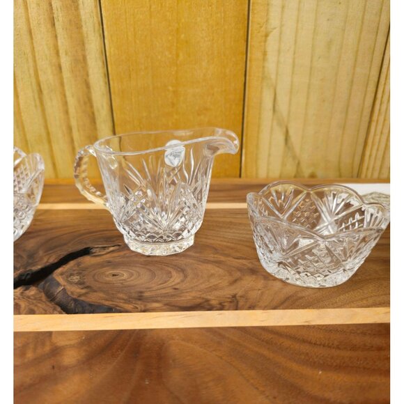 Vintage Godinger Crystal Serving Set With Bowl Creamer & Sugar Dish - Picture 10 of 12